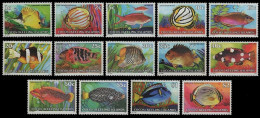 Kokos-Inseln 1979 - Mi-Nr. 34-47 ** - MNH - Fische / Fish - Kokosinseln (Keeling Islands)