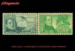 CUBA MINT. 1940-06 HOMENAJE AL POETA JOSÉ MARÍA HEREDIA - Ungebraucht