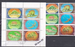 1990 Fauna Prehistoric Animals 6v.+ M/S – Used/oblitere (O) BULGARIA / Bulgarie - Used Stamps