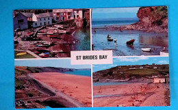 Cp, Pays De Galles, Pembrokeshire, ST. BRIDE'S BAY, PEMBS, Voyagée 1973, Multi Vues - Pembrokeshire