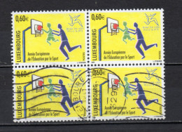 LUXEMBOURG    N° 1593  BLOC DE QUATRE TIMBRES   OBLITERES   COTE 4.00€   SPORT - Oblitérés