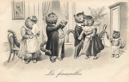 ANIMAUX - Chats - Chats Humanisés - Les Fiancailles - Illustration Relief - Dos Non Divisé - Carte Postale Ancienne - Gatti