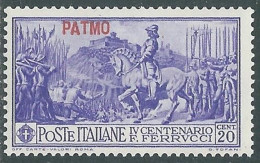 1930 EGEO PATMO FERRUCCI 20 CENT MH * - I45-5 - Ägäis (Patmo)