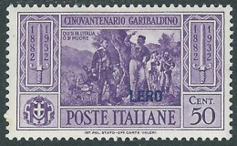 1932 EGEO LERO GARIBALDI 50 CENT MH * - I45-7 - Ägäis (Lero)