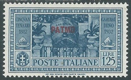1932 EGEO PATMO GARIBALDI 1,25 LIRE MH * - I45-8 - Egeo (Patmo)