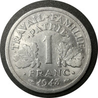 Monnaie France - 1943 - 1 Franc Francisque Aluminium-magnésium, Légère (1,3g) - 1 Franc