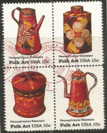 USA 1979 American Folk Art SC.#1775/78 Cpl 4v Set In Block4 In VFU Condition With Circular PMK - Blocchi & Strisce