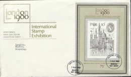 Great Britain   .   1980   .  "London 1980 International Stamp Exhibition" #2   .   First Day Covers 1 Mini Sheet - 1971-1980 Decimal Issues