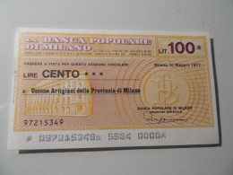 Miniassegno "BANCA POPOLARE DI MILANO LIT. 100" - [10] Cheques En Mini-cheques