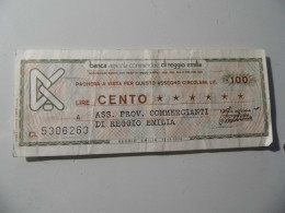 Miniassegno "BANCA AGRICOLA COMMERCIALE DI REGGIO EMILIA LIT. 100" - [10] Cheques En Mini-cheques