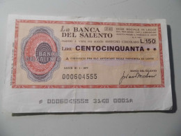 Miniassegno "BANCA DEL SALENTO LIT. 150" - [10] Cheques Y Mini-cheques