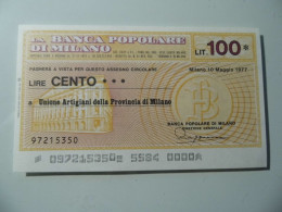 Miniassegno "BANCA POPOLARE DI MILANO LIT. 100" - [10] Checks And Mini-checks