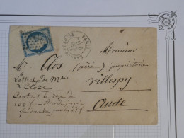 DD0  FRANCE  TRES BELLE  LETTRE 1875  ETOILE DE PARIS N°1 A  VILLESPY  +CERES N°60  + C. VERSO+++AFF. INTERESSANT + - 1849-1876: Période Classique