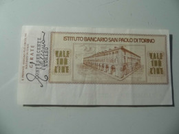 Miniassegno "ISTITUTO BANCARIO SAN PAOLO DI TORINO LIT. 100" - [10] Cheques Y Mini-cheques