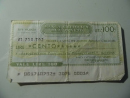 Miniassegno "BANCA CATTOLICA DEL VENETO LIT. 100" - [10] Checks And Mini-checks