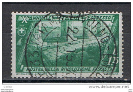 REGNO:  1932  ESPRESSO  -  £. 1,25  VERDE  US. -   SASS. E 17 - Exprespost