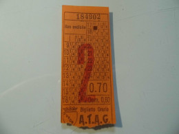 Biglietto  Orario   "A.T.A.G. SPQR ROMA 2  0.70 Cent." - Europe