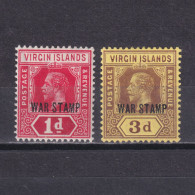 BRITISH VIRGIN ISLANDS 1916, SG #78-79, War Tax Stamps, MH - British Virgin Islands