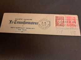 Fragment Enveloppe Numéros 547 Et 515 - 1938-42 Mercurio