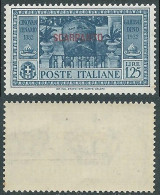 1932 EGEO SCARPANTO GARIBALDI 1,25 LIRE GOMMA CON MACCHIE MNH ** - I31 - Egeo (Scarpanto)