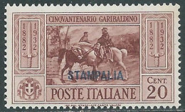 1932 EGEO STAMPALIA GARIBALDI 20 CENT MNH ** - I31-4 - Egée (Stampalia)