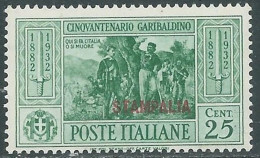 1932 EGEO STAMPALIA GARIBALDI 25 CENT MNH ** - I31-4 - Aegean (Stampalia)