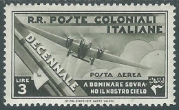 1933 EMISSIONI GENERALI POSTA AEREA DECENNALE 3 LIRE MH * - I30-9 - Emissions Générales