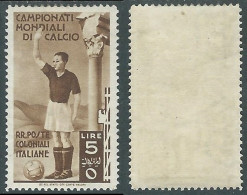 1934 EMISSIONI GENERALI MONDIALI DI CALCIO 5 LIRE MH * - I38-7 - Emissioni Generali