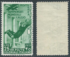 1934 EMISSIONI GENERALI POSTA AEREA MONDIALI DI CALCIO 25 LIRE MNH ** - I38-8 - Emissioni Generali