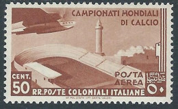 1934 EMISSIONI GENERALI POSTA AEREA MONDIALI DI CALCIO 50 CENT MH * - I38-7 - Emissioni Generali