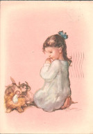 Illustrazione, "Bimba (Bambina) Prega Gesù Bambino", A. Zandrino Illustratore - Zandrino