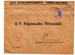 Finlande - Lettre De 1923 - Oblit Joensuu - Exp Vers Kuopio - - Storia Postale