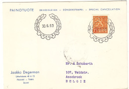 Finlande - Carte Postale De 1960 - Oblit Turku Äbo - Cachet De Aarschot - - Brieven En Documenten