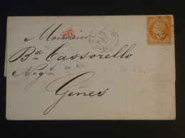 DD0  FRANCE BELLE  LETTRE  1871  ETOILE DE PARIS N°24 A GENOVA ITALIA   +NAPOLEON 40C  + + +AFF. INTERESSANT + - 1849-1876: Période Classique