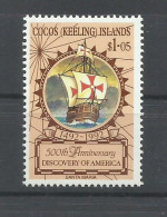 COCOS   YVERT  250   MNH  ** - Christopher Columbus