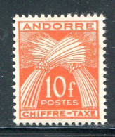 ANDORRE- Taxe Y&T N°30- Neuf Avec Charnière * - Unused Stamps