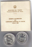 Italy Italia Dittico 200 + 500 Lire Argento 1989 Campionati Mondiali Calcio FIFA Italia 1990 In Box Ufficiale - Nieuwe Sets & Proefsets