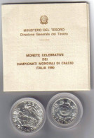 Italy Italia Dittico 200 + 500 Lire Argento 1989 Campionati Mondiali Calcio FIFA Italia 1990 In Box Ufficiale - Set Fior Di Conio