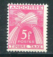 ANDORRE- Taxe Y&T N°37- Neuf Avec Charnière * - Unused Stamps