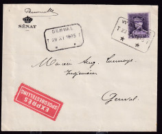 DDFF 379 -- Enveloppe En EXPRES TP Képi WAVRE TT 1935 Vers GENVAL TT - Entete Du Sénat - 1931-1934 Chepi