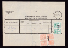 DDFF 383 -- Document Des Postes Avec Bloc De 4 Du Lion Héraldique 10 C (RARE) Et 2 Timbres-Taxe ROUX 1967 - Brieven En Documenten