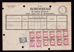 DDFF 385 -- Document Des Postes Avec 10 X Timbre-Taxe à 5 F  ROUX 1956 + 2 X Taxe 1 F Et 80 C - Storia Postale