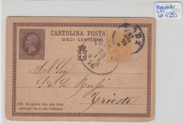 RC235 - INTERO POSTALE C1 LODI 1876 X TRIESTE Con Francobollo Aggiunto Cent.10 (valore Filagrano €250) RARO - Entiers Postaux