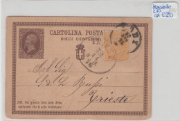 RC235 - INTERO POSTALE C1 LODI 1876 X TRIESTE Con Francobollo Aggiunto Cent.10 (valore Filagrano €250) RARO - Stamped Stationery