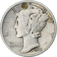Monnaie, États-Unis, Mercury Dime, Dime, 1938, U.S. Mint, Philadelphie, TB - 1916-1945: Mercury (kwik)