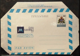 Filatelia - SAN MARINO - INTERO POSTALE - Aerogramma Centenario Del Francobollo  Anno 1977 - Postal Stationery