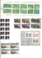 CANADA 4 Scans Lot Used Stamps With HVs Blocks Strips Etc In # 113 Pcs +l.2 Souvenir Sheets 1 Booklet Pane, BL4 Blocks - Verzamelingen