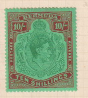 BERMUDA  - 1938-53 George VI Definitive Wmk Mult Script CA 10s (SG119) Hinged Mint - Bermuda