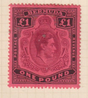BERMUDA  - 1938-53 George VI Definitive Wmk Mult Crown CA £1 (SG121) Hinged Mint - Bermuda