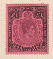 BERMUDA  - 1938-53 George VI Definitive Wmk Mult Crown CA £1 (SG121a) Hinged Mint - Bermuda